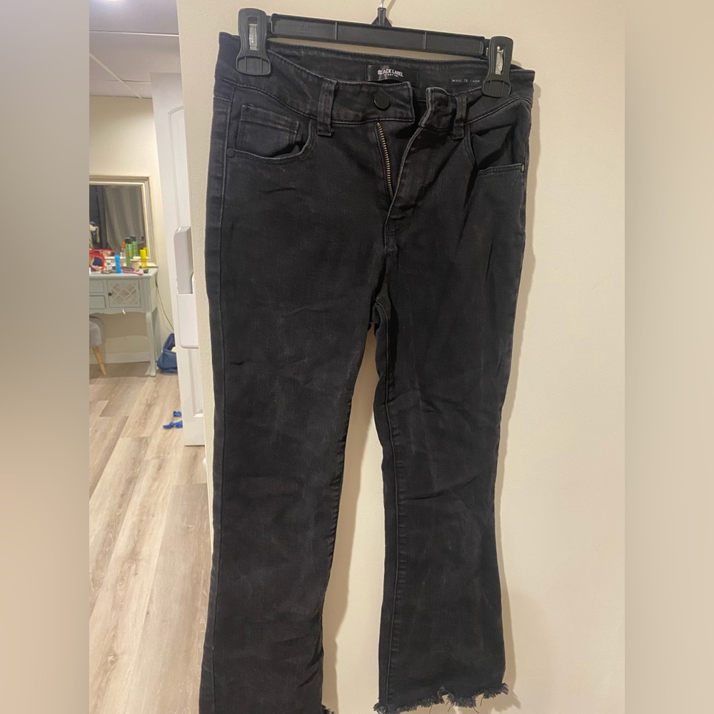 Fashionova Ankle Raw Hem Black Jeans